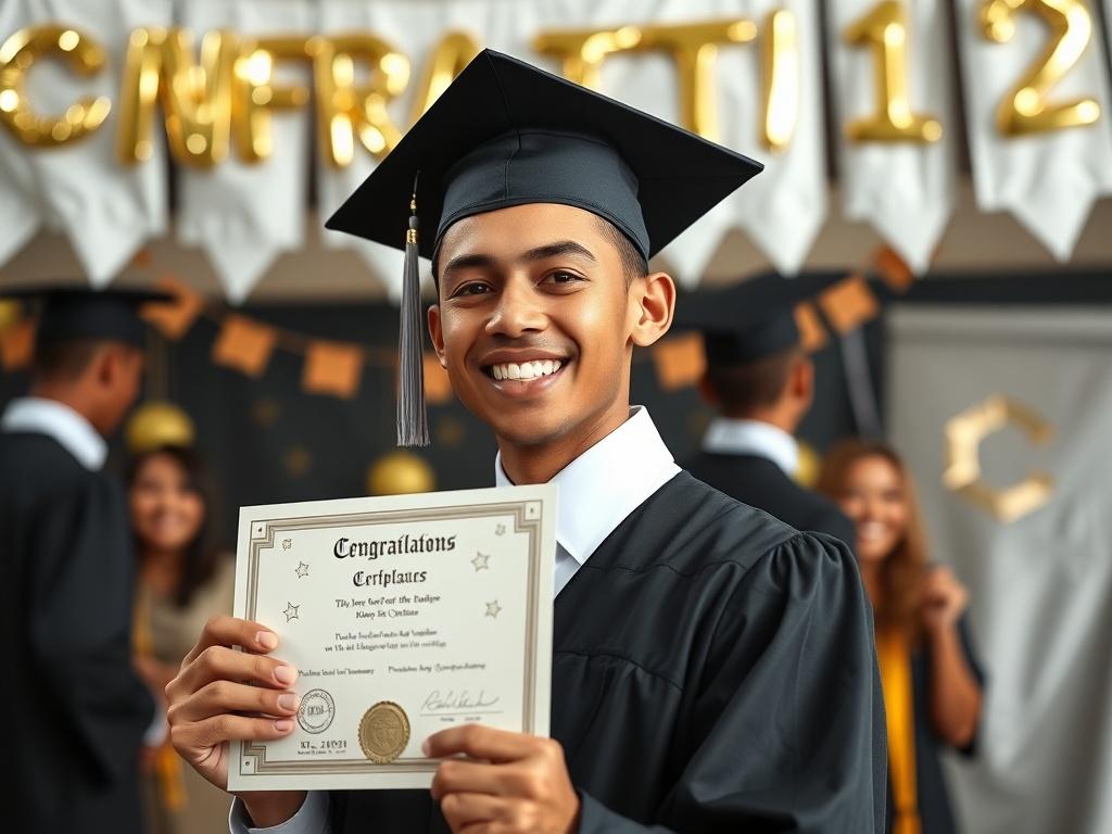 A close up shot of a proud graduate holding their