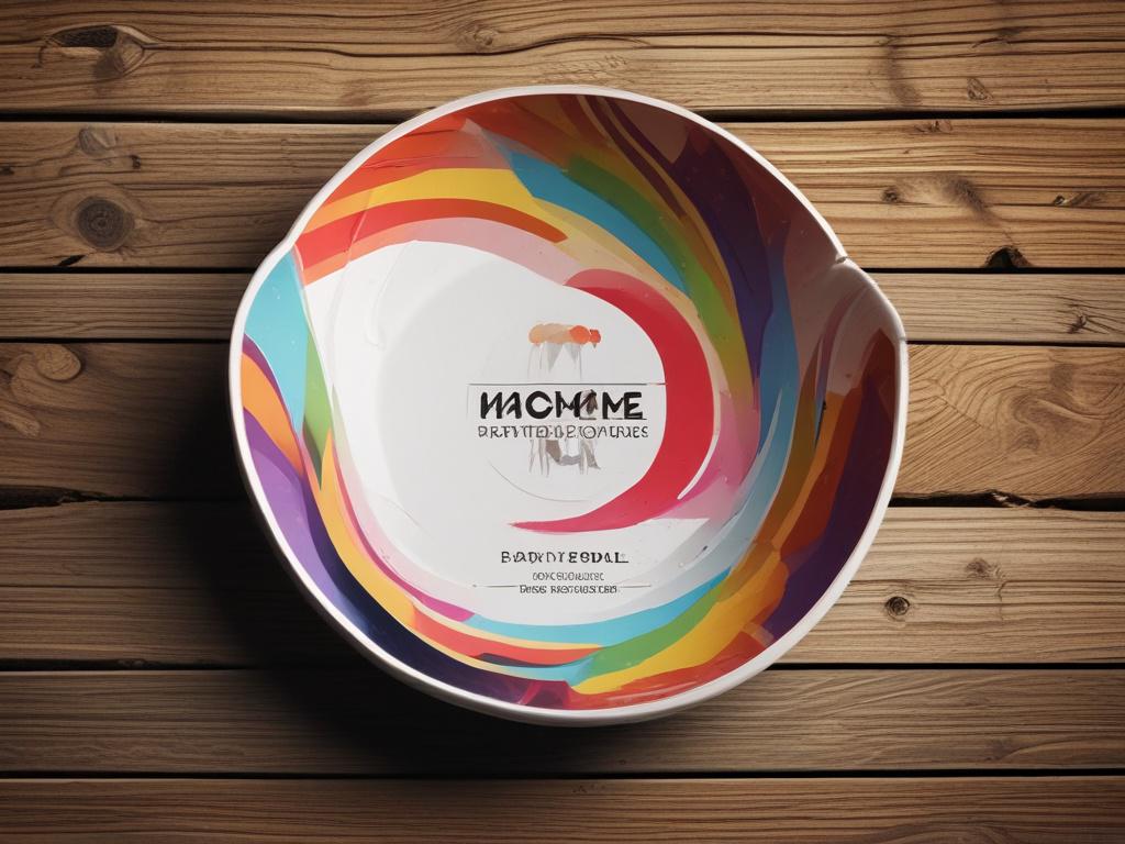 A close up shot of a colorful promotional paper bowl