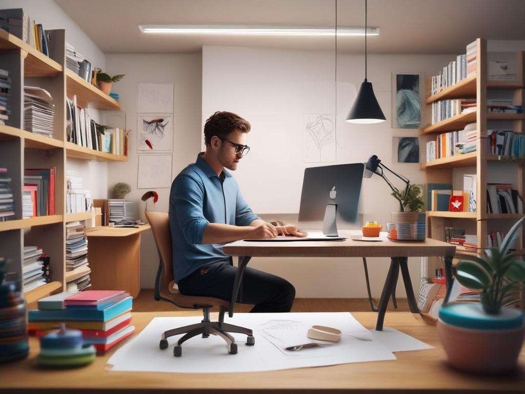 A high resolution image of a designer at a modern