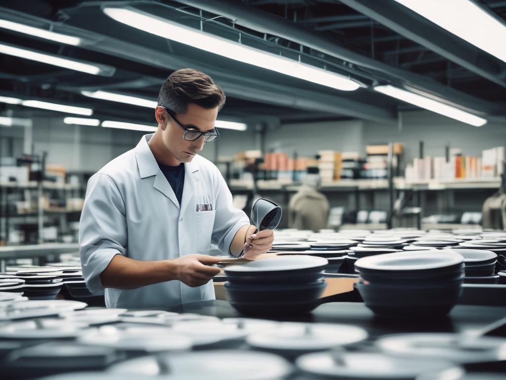 A high resolution image of a quality control technician inspecting
