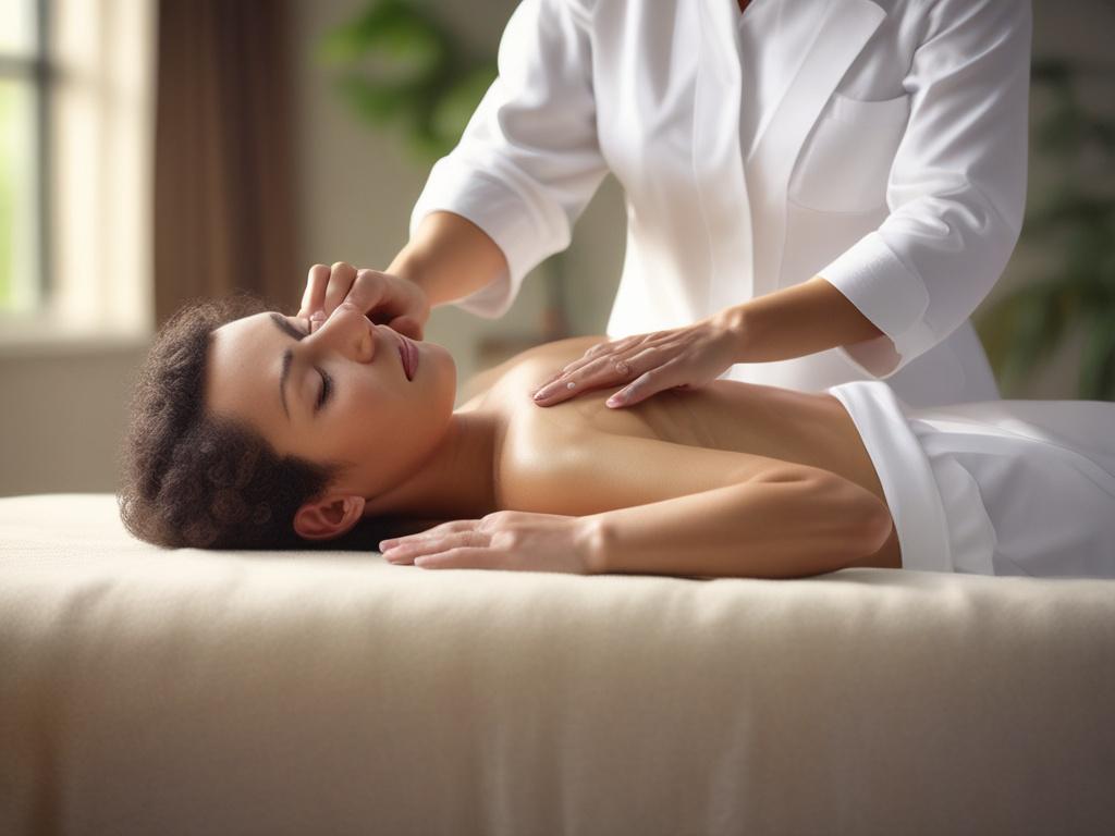 a therapist providing deep tissue massage to a client, highlighting