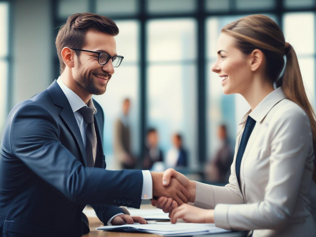 A close up shot of a confident professional shaking hands