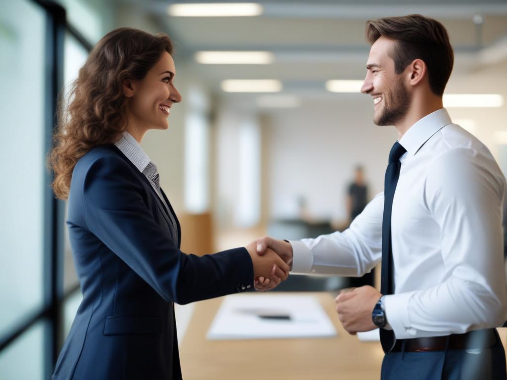 A close up shot of a confident professional shaking hands