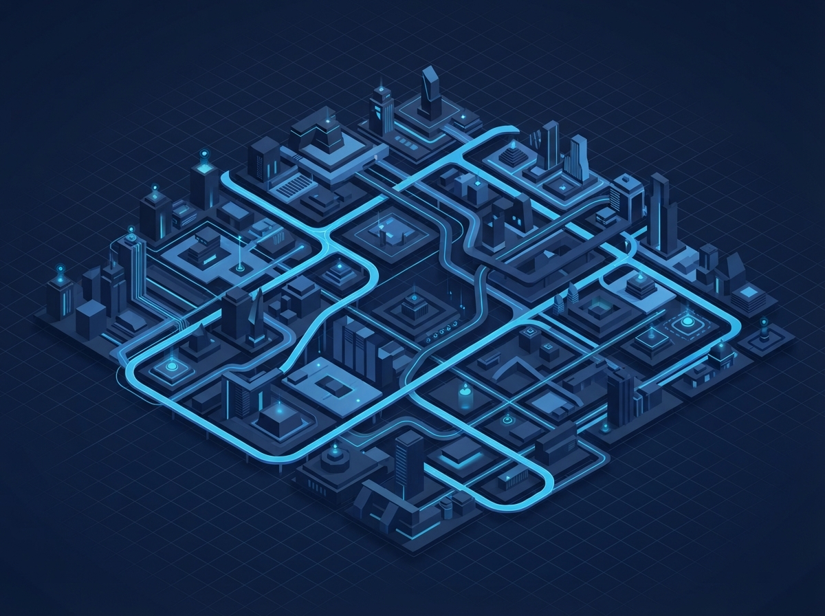 Abstract isometric location map illustration