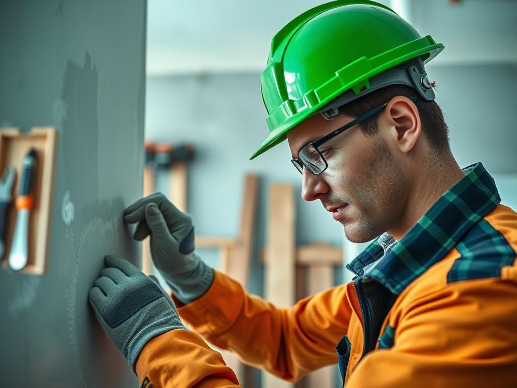 A hyper realistic close up shot of a construction worker