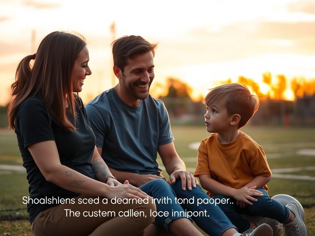 A caring parent sitting with their child after a sports