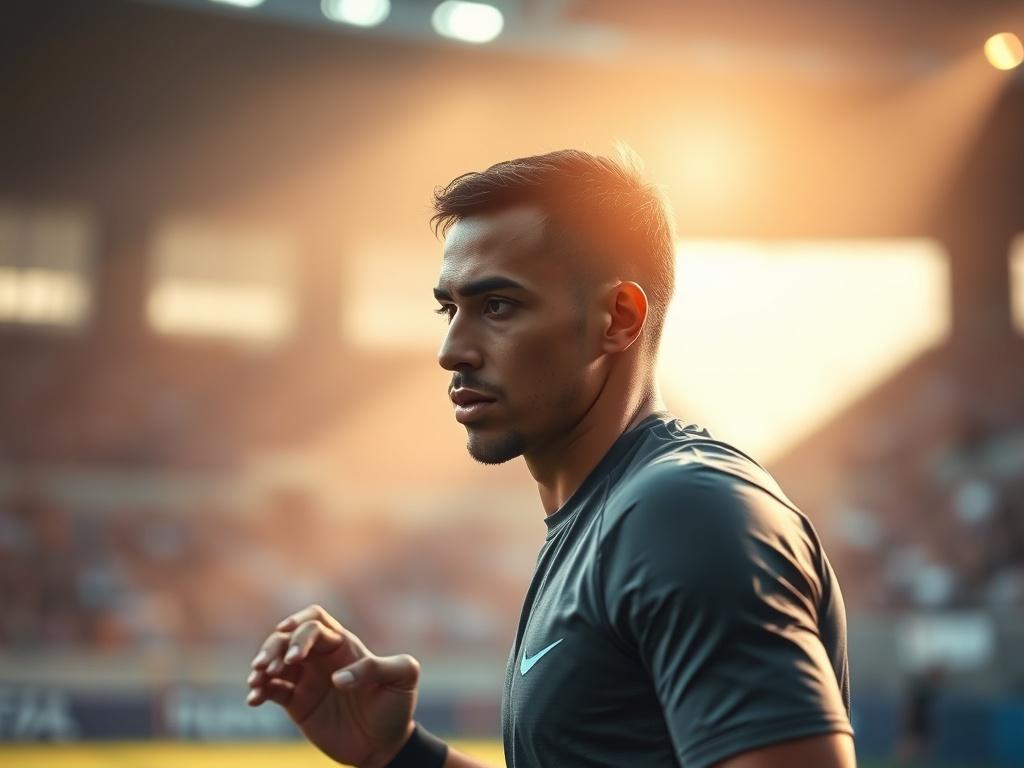 An athlete in action on the field, demonstrating focus and