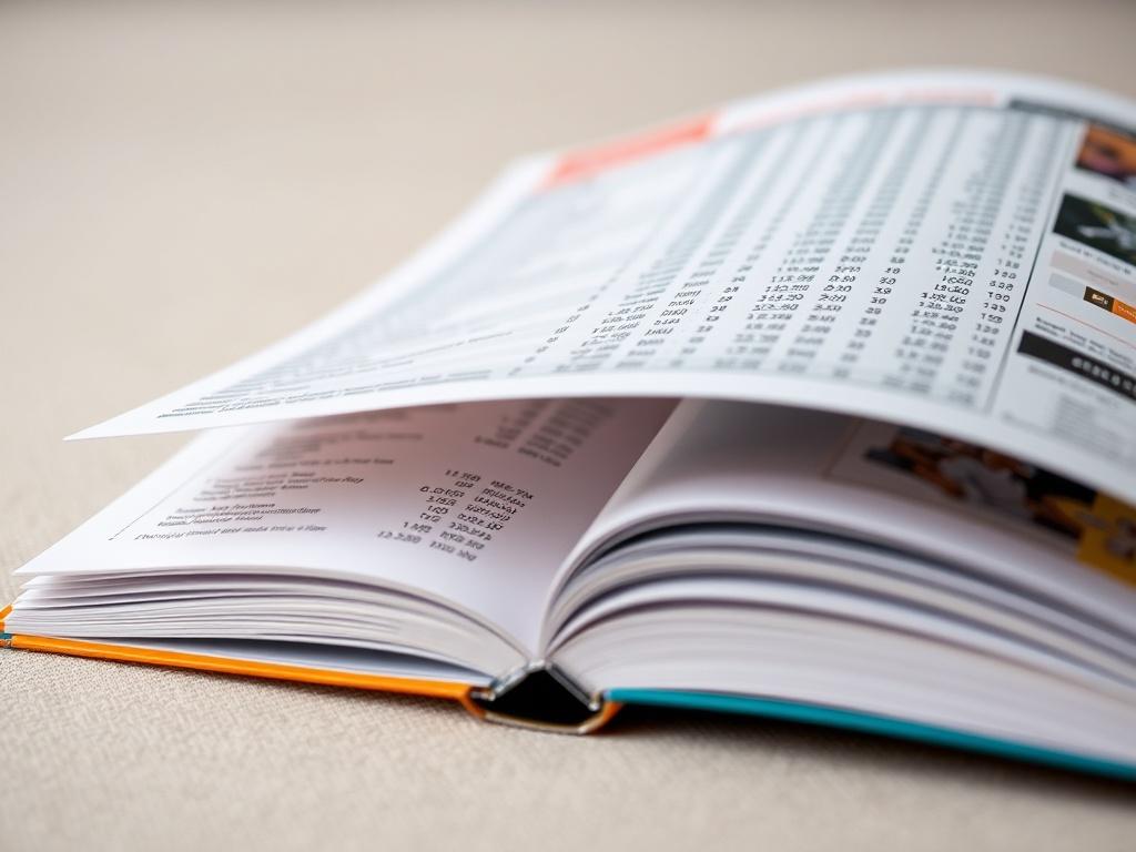 A hyper realistic close up of a price catalog opened