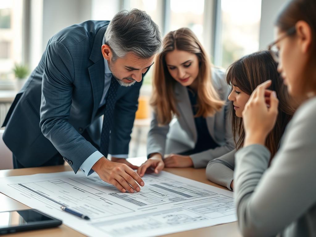 A high resolution close up image of a consultant discussing