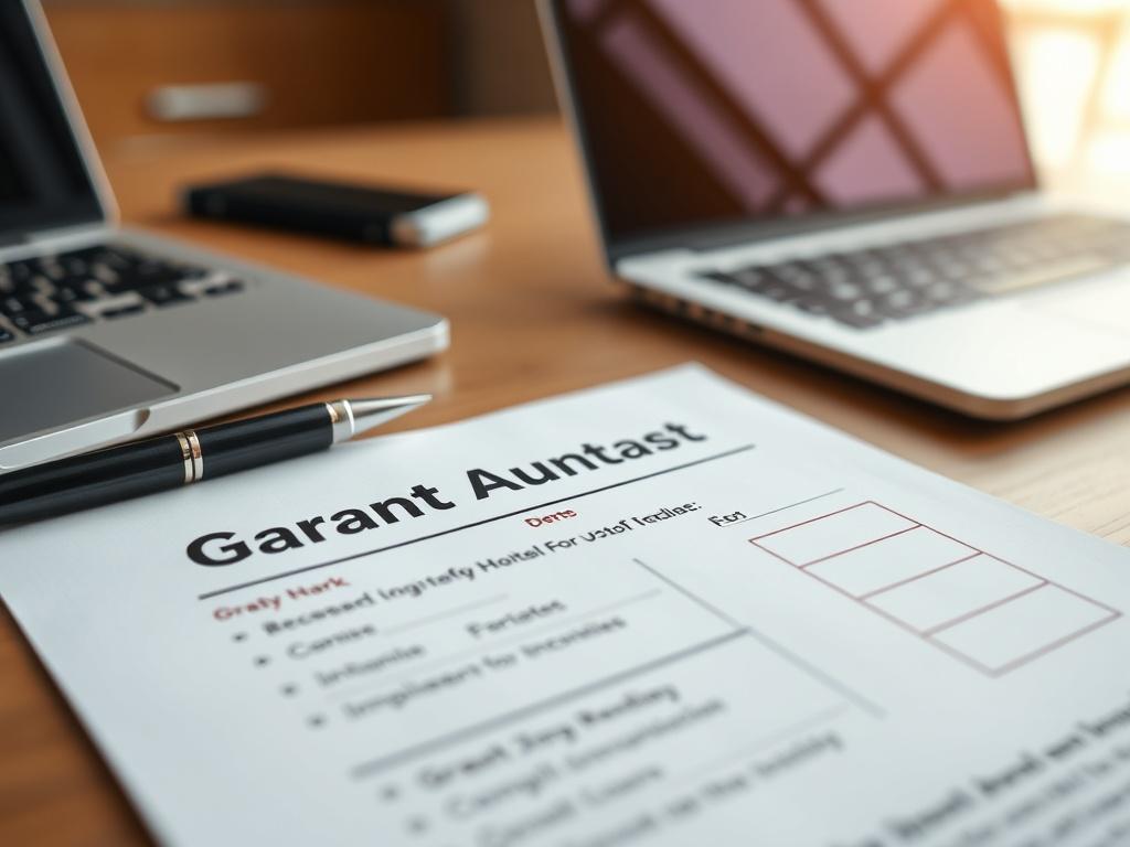 A high resolution close up of a grant application form