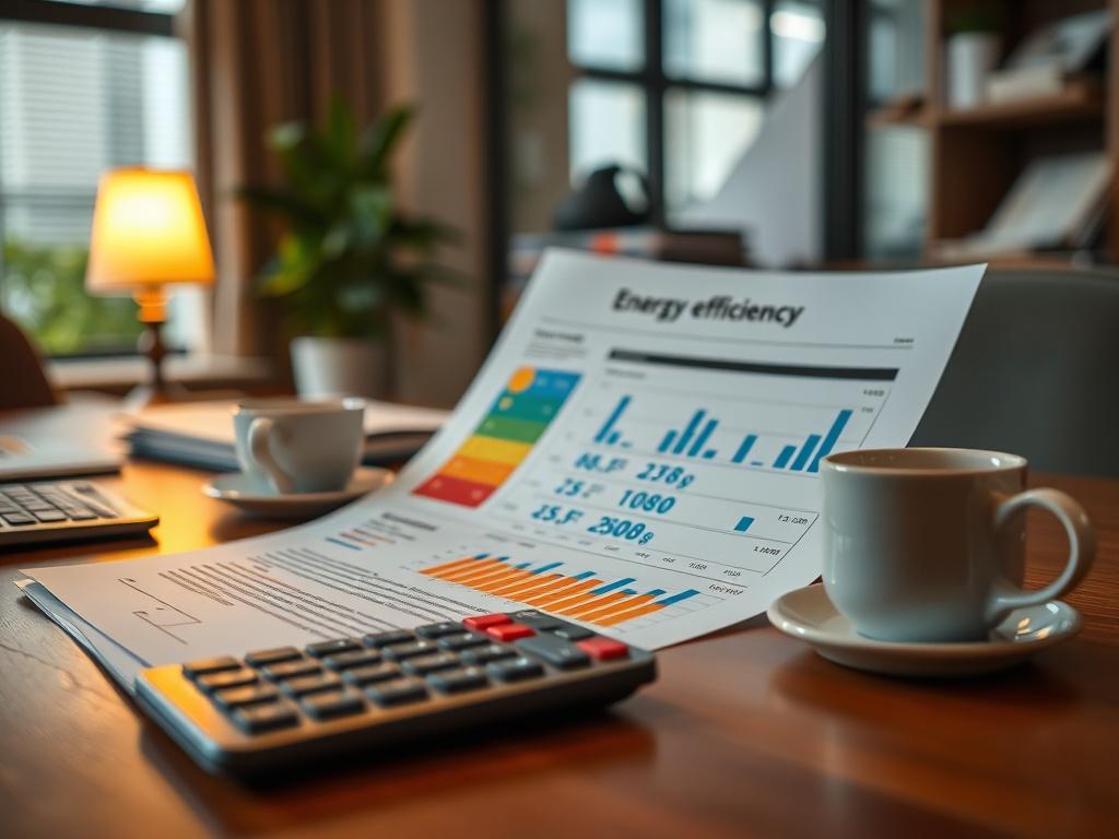 A hyper realistic close up of an energy efficiency report