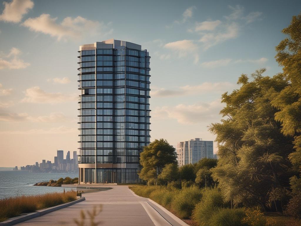 A stunning close up of a modern residential building, with