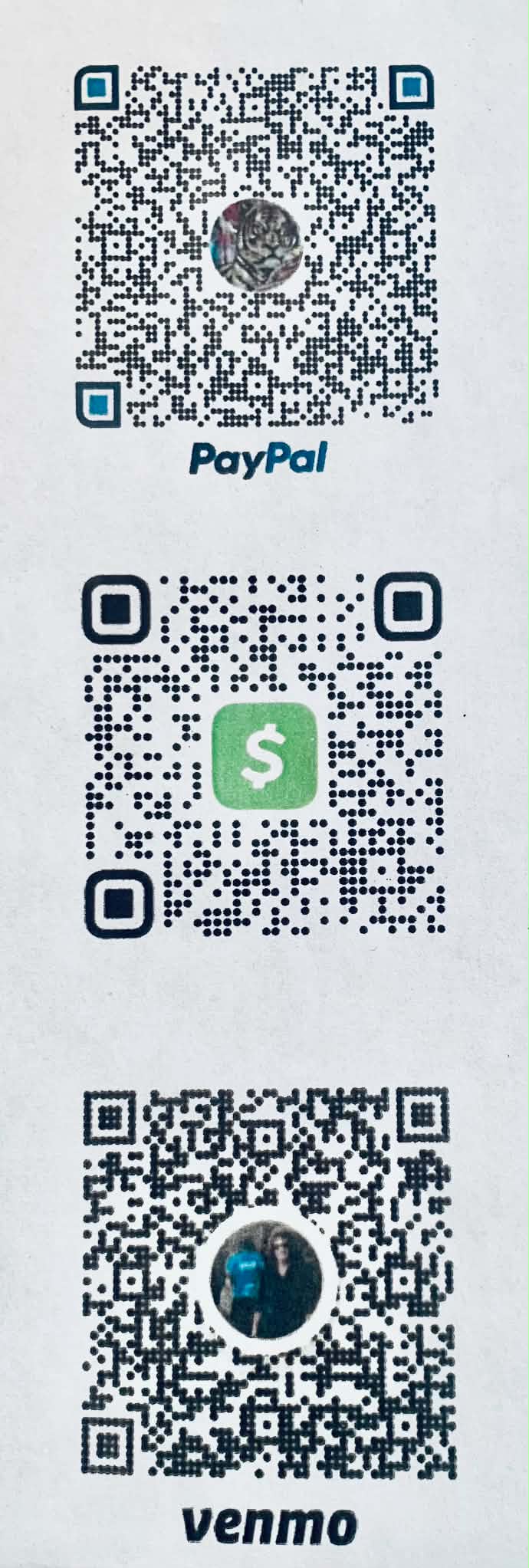 Payment QR Codes for Venmo and Cash App