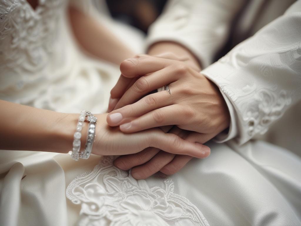 A hyper realistic close up shot of a bride and