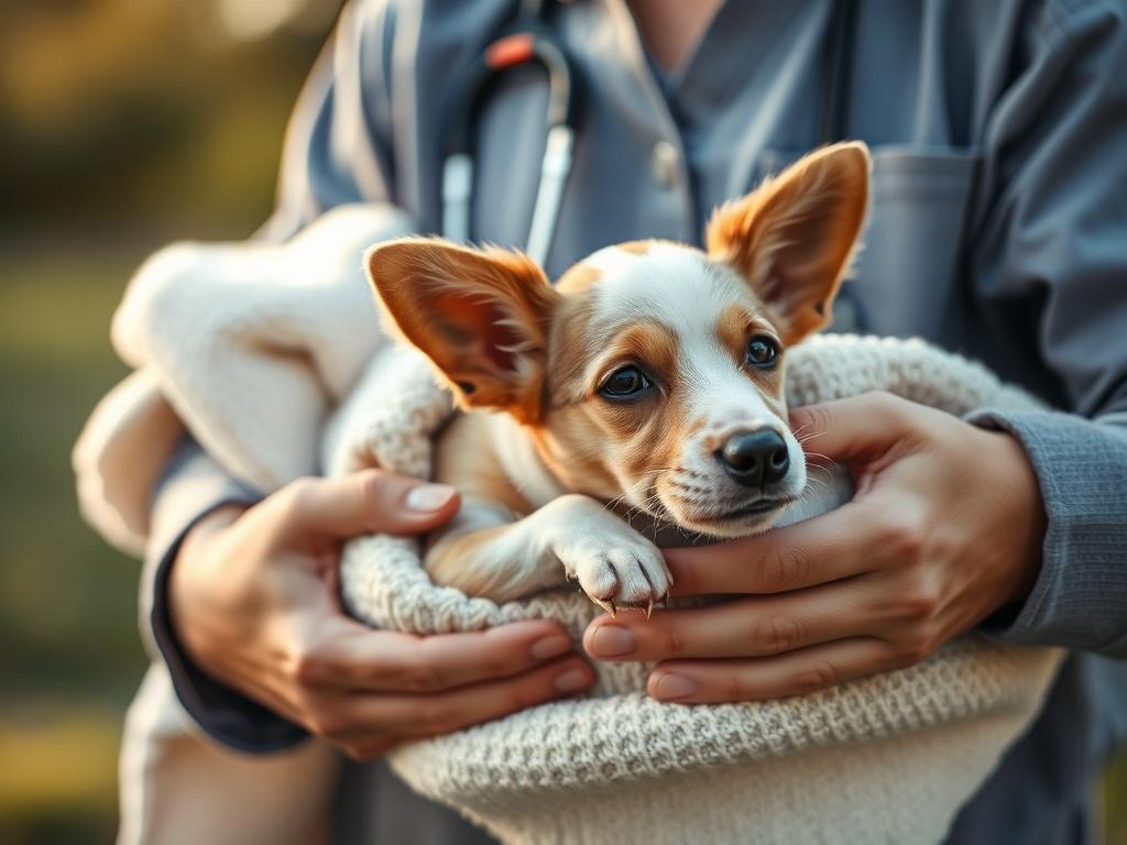 A close up shot of a compassionate pet cremation professional