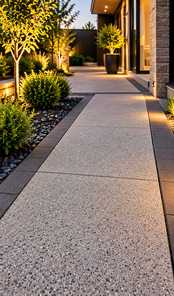 AI-generated illustrative concrete pathway and driveway finish