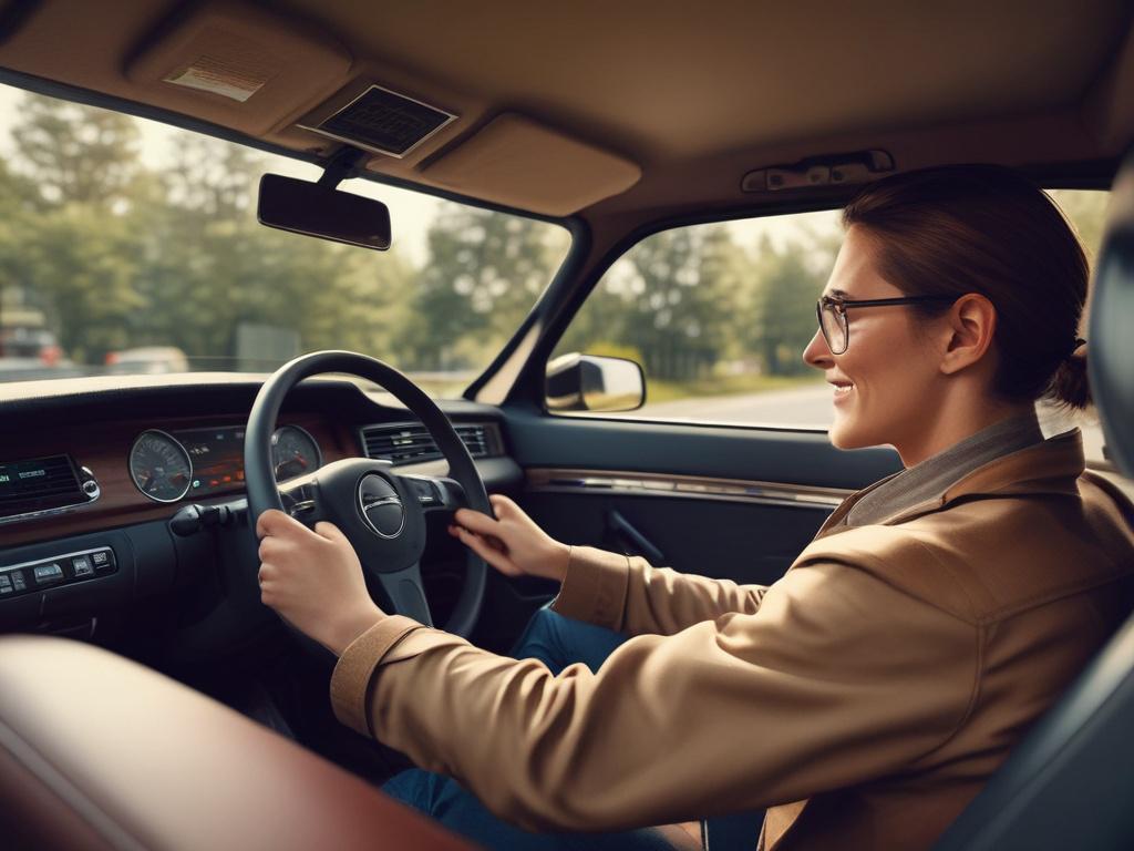 A high resolution of a driving instructor teaching a young