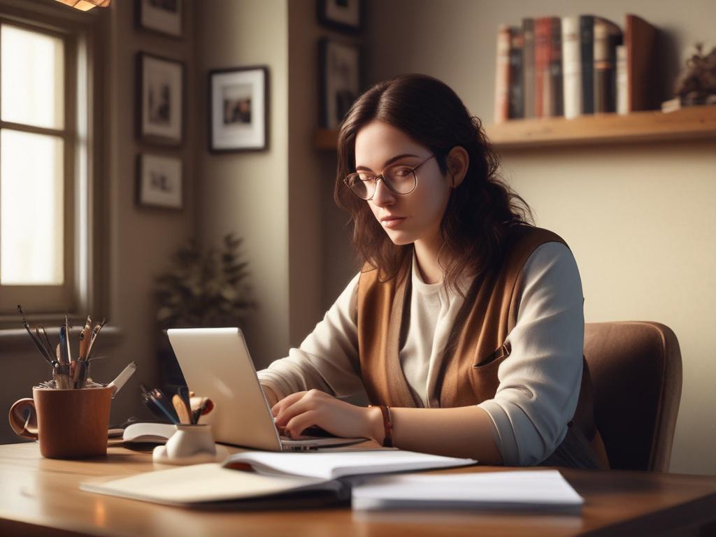 An adult learner sitting at a desk with a laptop
