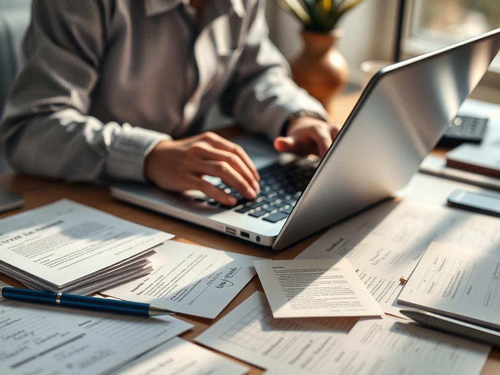 A close up shot of a content writer typing on