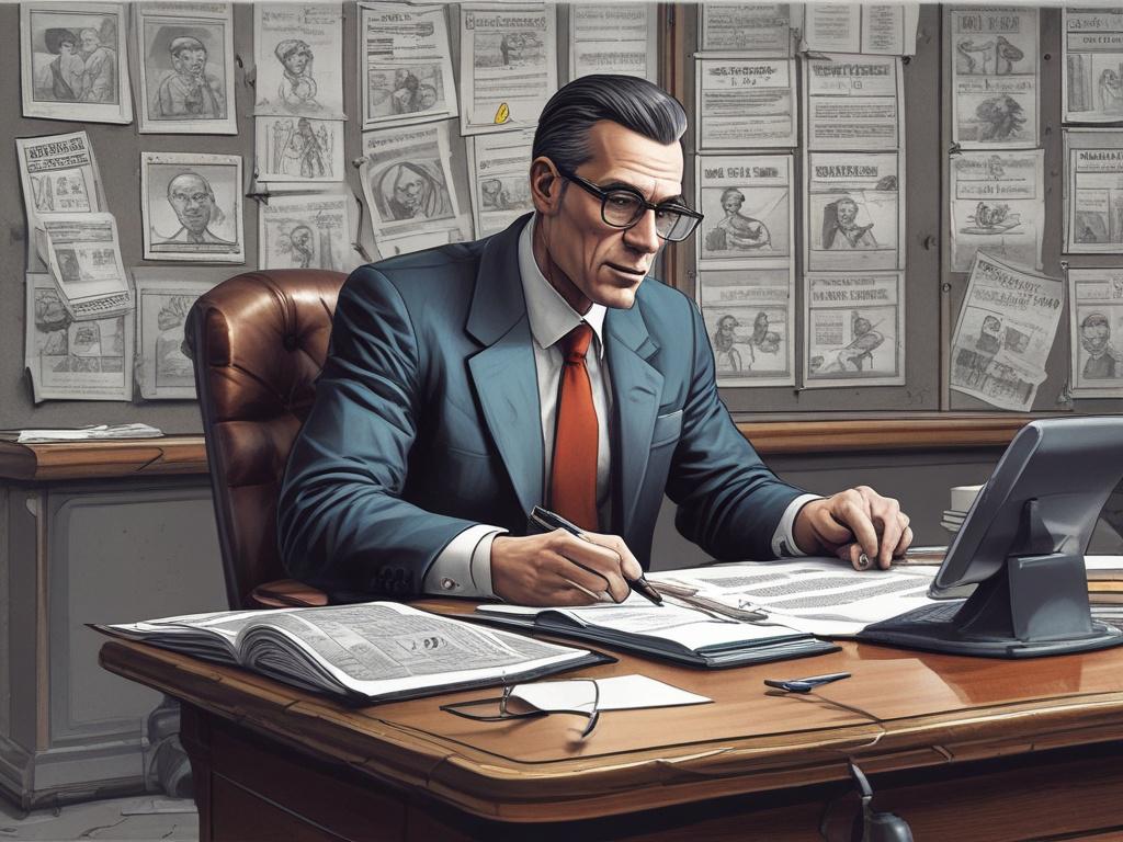 **Prompt for AI Image Generation:**

Create a high-quality, lifelike illustration that visually represents the theme of the blog titled "The Silent Profit Killer: How Unanswered Calls Are Draining Your Business (And How to Fix It for Good)." 

**Composition:** 
The image should feature a single, stressed small business owner in a disheveled office environment late at night. The subject, a middle-aged man with a worried expression, is anxiously looking at his ringing smartphone, which is on the desk in front