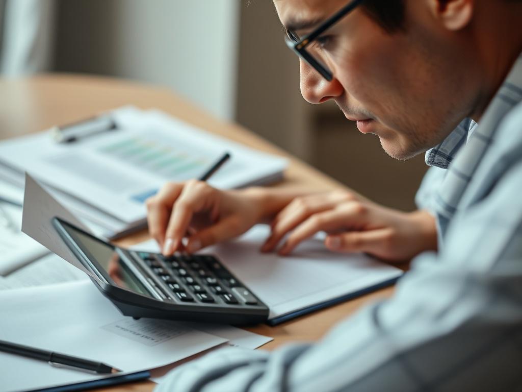A close up shot of a person reviewing a debt