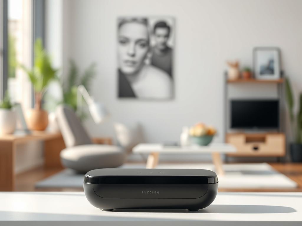 **AI Image Generation Prompt:**

Create a stunning, high-resolution photo that captures the essence of the blog titled "The Rise of AI Gadgets." The image should feature a sleek and modern AI-powered gadget, such as a smart assistant device or an advanced AI home security system, as the sole subject. Position the gadget prominently in the foreground, showcasing it from a slightly elevated angle to emphasize its sleek design and innovative features.

The background should be minimalistic and clean, perhaps a