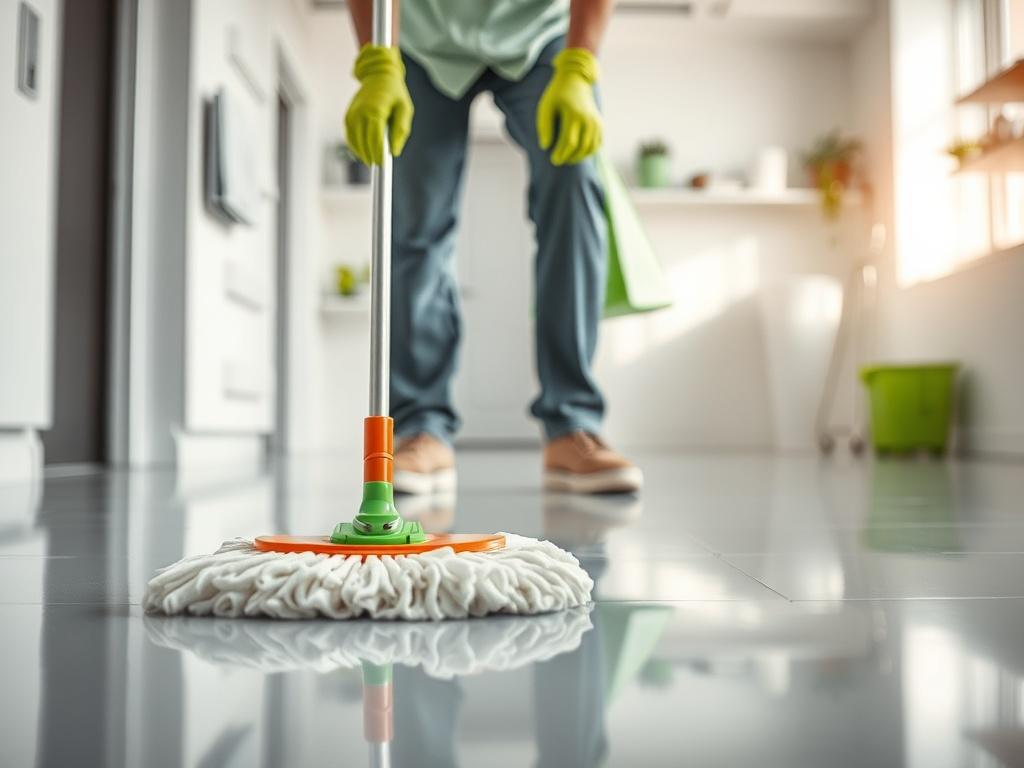 A close up shot of a professional cleaner scrubbing a