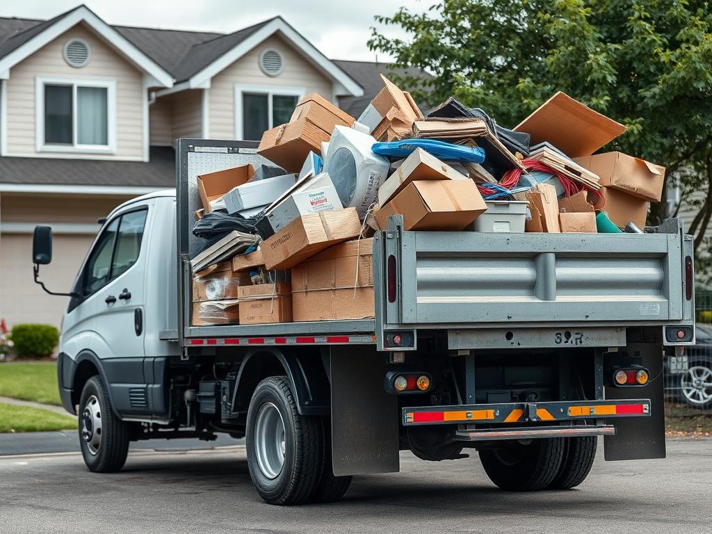 A clean, well organized truck filled with various junk items