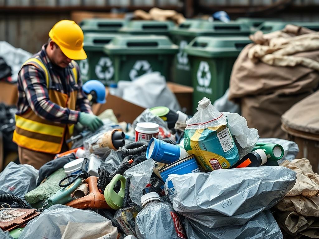 A close up shot of a junk removal team sorting