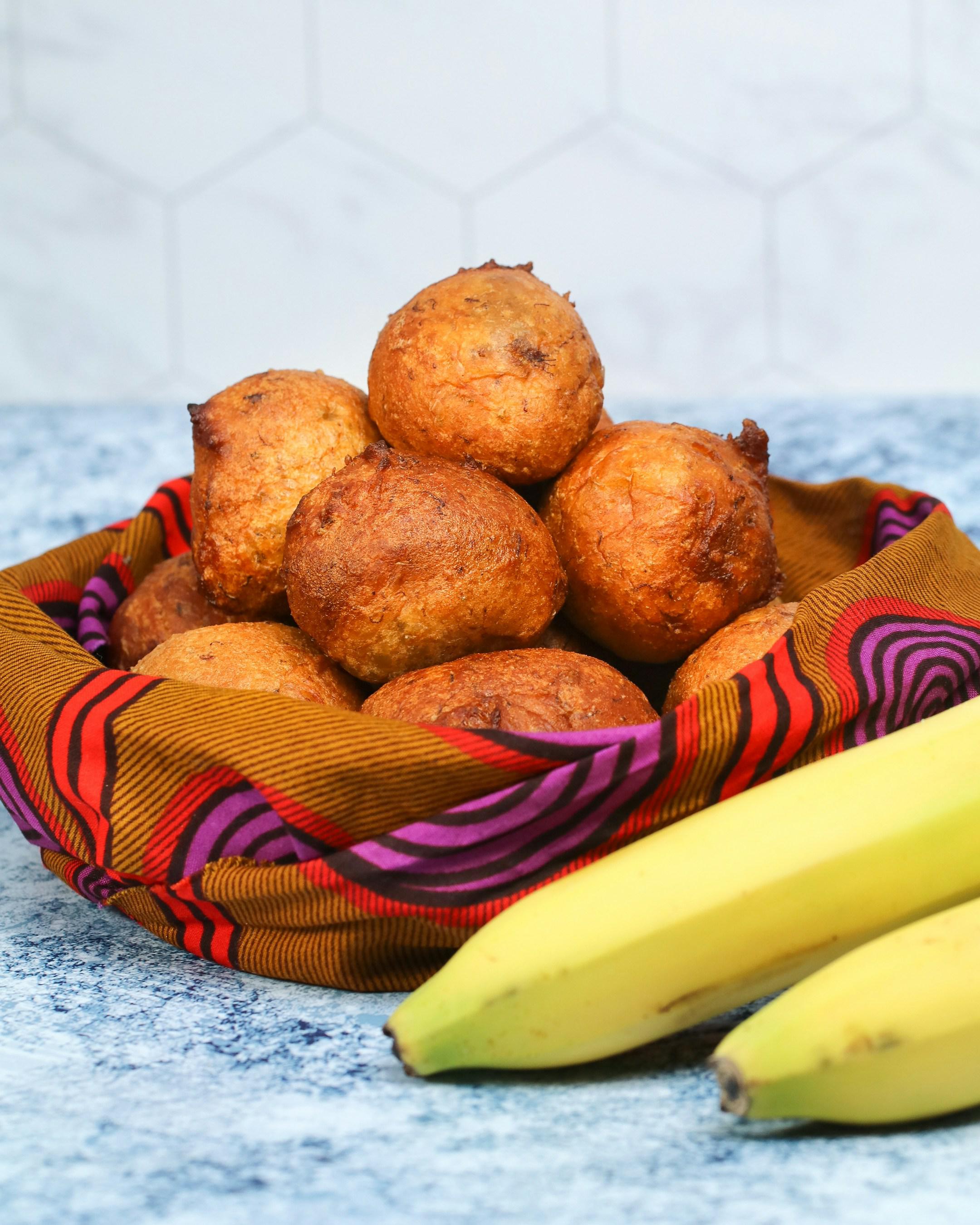 Banana Puff Puff in a Basket