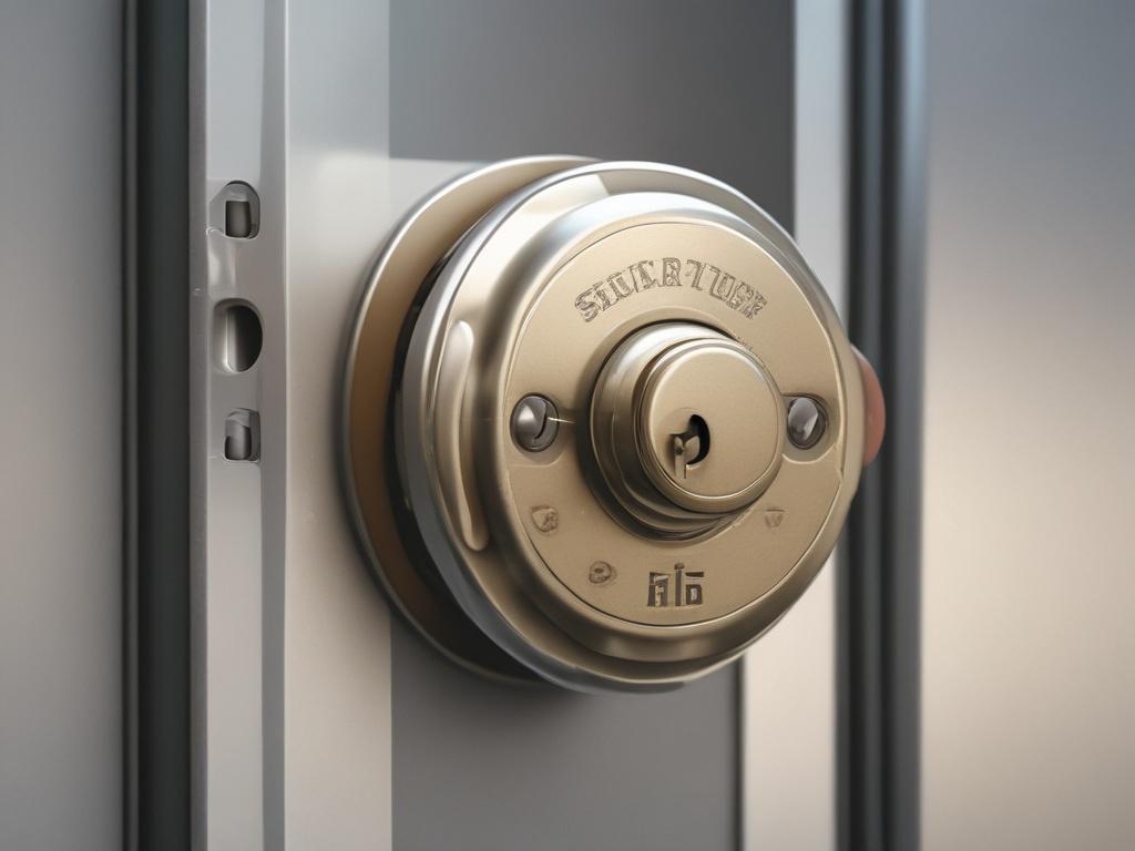 A highly detailed close-up shot of a secure lock on a digital background, symbolizing privacy and security. The lock should be shiny and metallic, with a reflection of digital data in the background, representing the importance of data protection. The color scheme should incorporate shades of green, specifically rgb(50, 170, 39), to signify safety and trust.