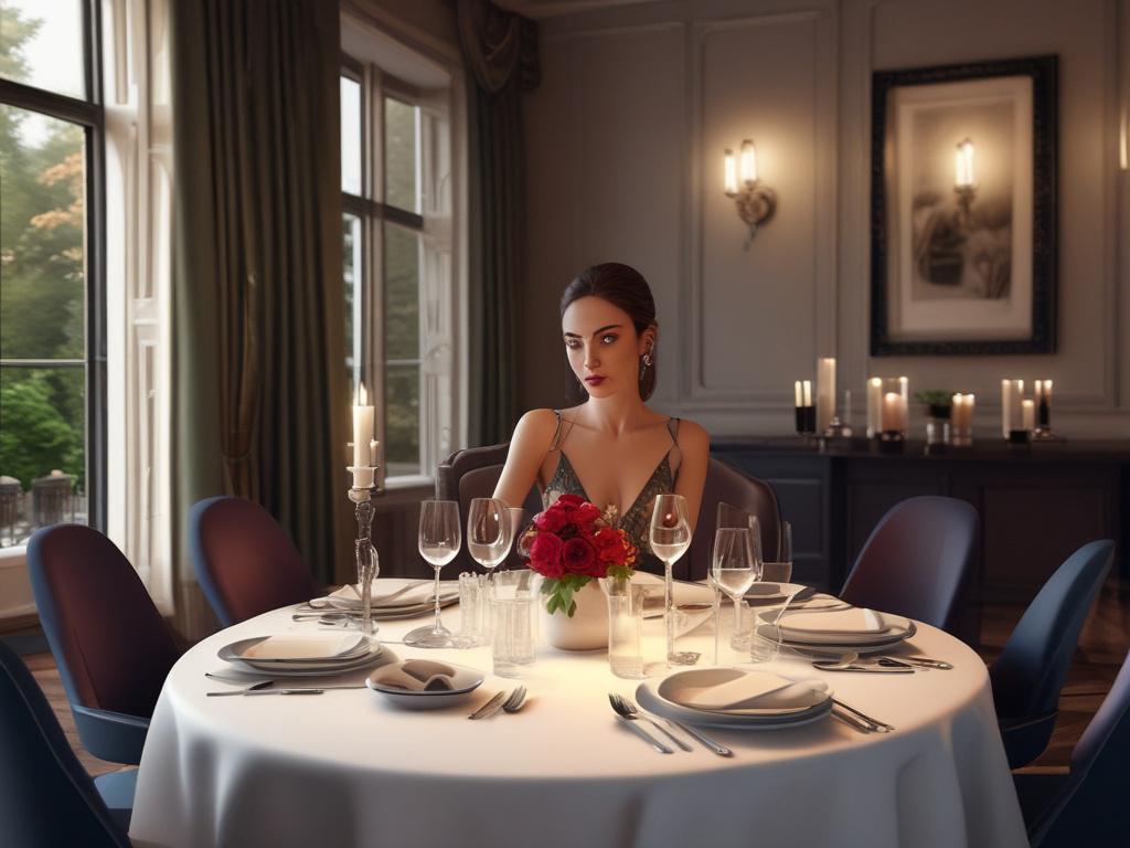 An elegant dining setting with a beautifully set table for
