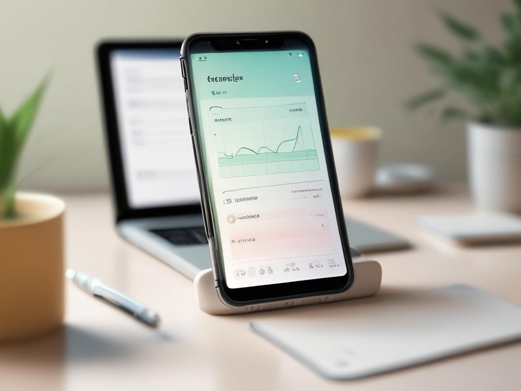 a smartphone displaying a budgeting app on the screen, soft