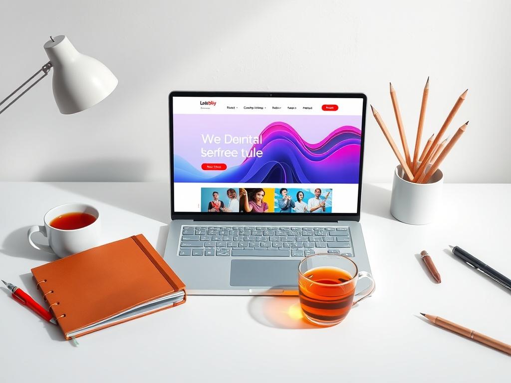 A beautifully designed laptop displaying a modern website layout