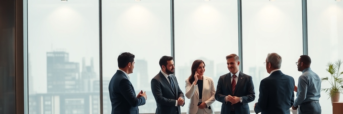 Executives discussing long-term organizational partnership