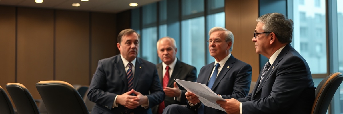 Senior government executives in policy leadership meeting