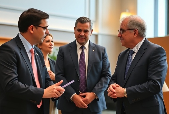 Senior public-sector executives collaborating in government policy leadership meeting