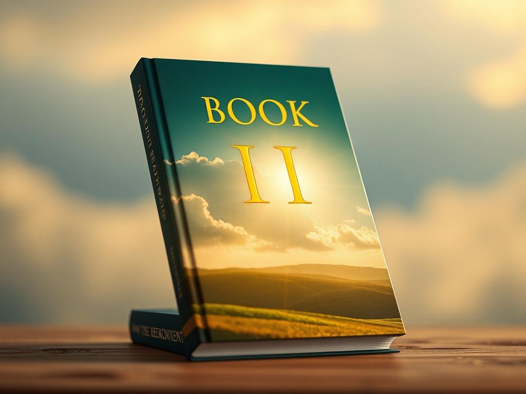 A realistic high-resolution image of the ebook cover for 'Book 11'. The cover features a serene landscape with soft sunlight breaking through clouds, symbolizing hope and enlightenment. The composition is simple, focusing solely on the cover of the ebook, with a blurred background to emphasize the book. The colors are warm and inviting, primarily utilizing shades of green and gold to evoke a sense of peace and spiritual awakening.