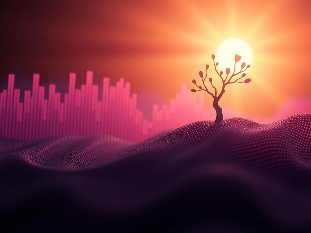 A realistic, high-resolution image representing an audio sermon series. The focus should be on audio elements, such as soundwaves or audio waves, intertwined with symbols of spiritual growth like a blossoming tree or a rising sun. The background should be serene and calming, using soft, inviting colors that evoke a sense of peace and inspiration.