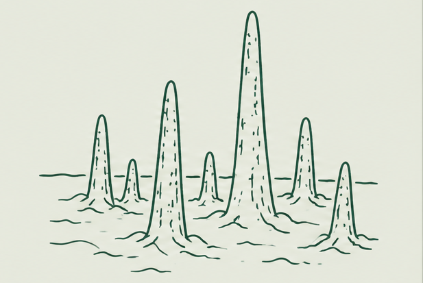 Botanical illustration of mangrove breathing roots