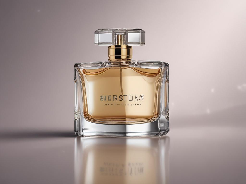 A hyper-realistic close-up shot of a luxurious perfume bottle representing the Female Scents collection. The bottle should be elegantly shaped, reflecting light beautifully, with a subtle green hue to match the primary color rgb(50, 170, 39). The background should be soft and blurred, emphasizing the perfume bottle as the focal point, captured with a 45mm f/1.2 lens to create a dreamy and sophisticated atmosphere.