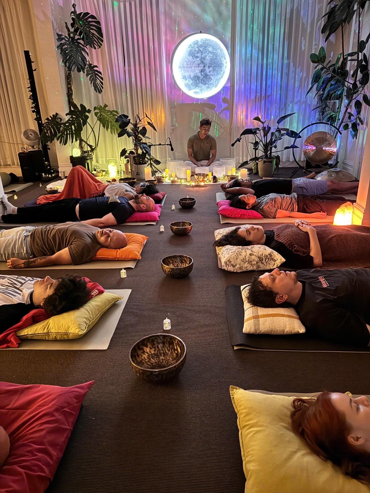 Group sound healing event