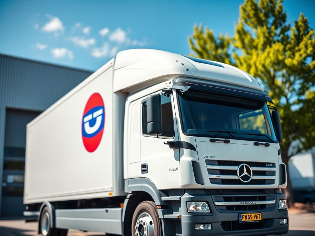 A hyper realistic close up shot of a delivery truck