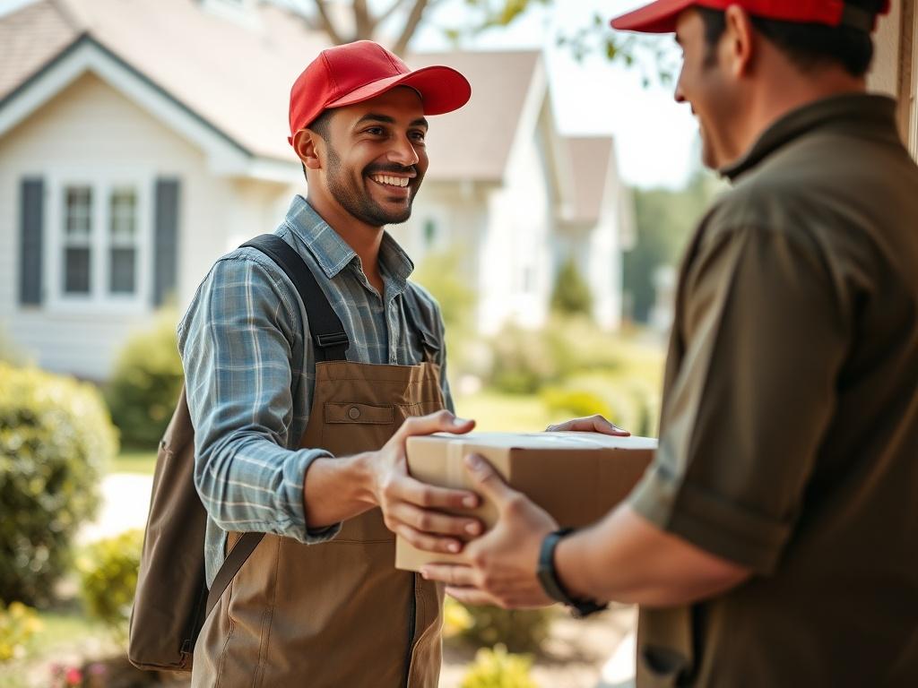 A high resolution close up shot of a delivery driver