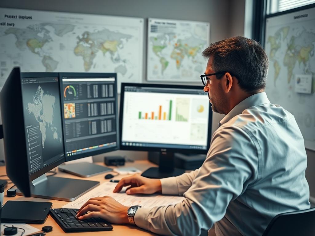 A realistic high resolution image of a logistics coordinator at