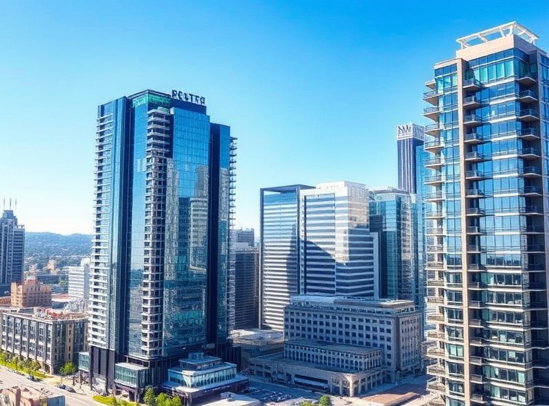 Downtown cityscape with modern buildings