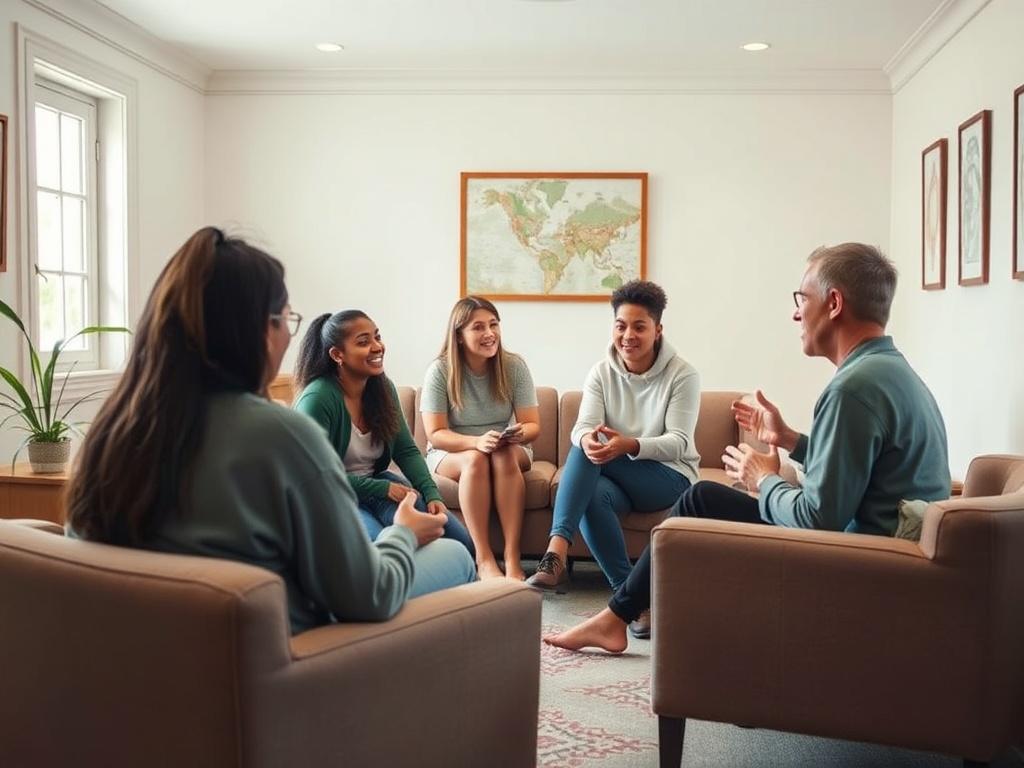 A cozy indoor workshop setting where students are engaged in