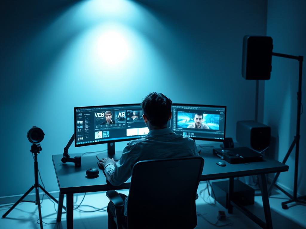 A realistic high resolution of a digital designer working at