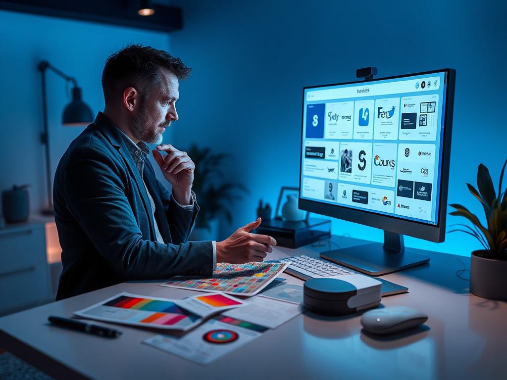 A realistic high resolution of a branding expert analyzing brand