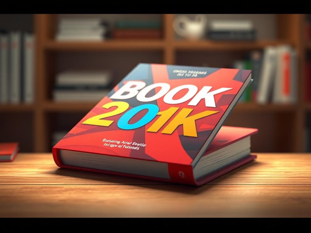 A beautifully designed book cover on a wooden table, showcasing vibrant colors and striking typography. The background should include soft lighting to enhance the visual appeal, creating a warm and inviting atmosphere.